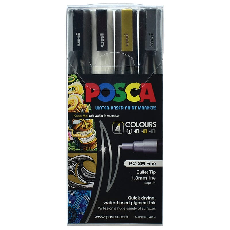 Uni Posca Set Of 16 Colors Pc-3m Paint Marker Pens, 0.9-1.3mm Fine