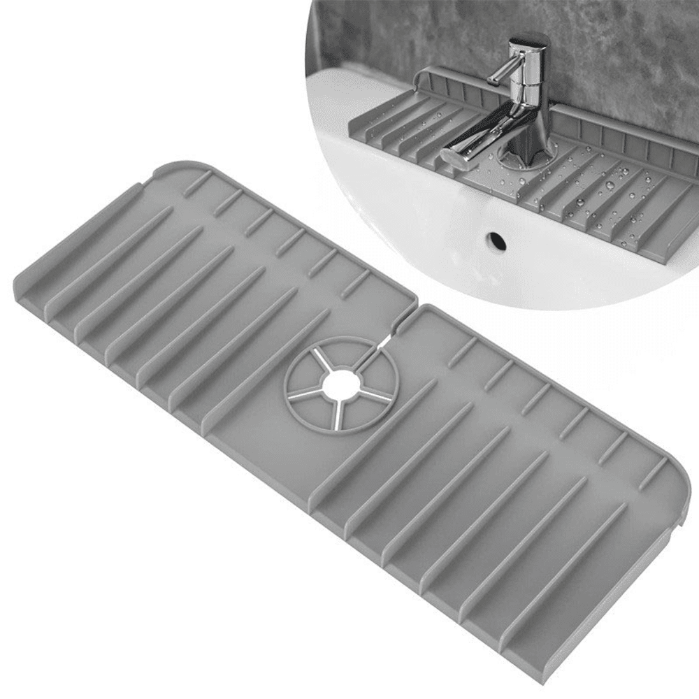 Soft Silicone Sink Mats For Faucet - Double-sided Design With Self