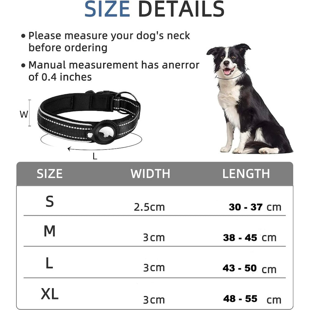 Dog Collar with AirTag Holder Case - Small