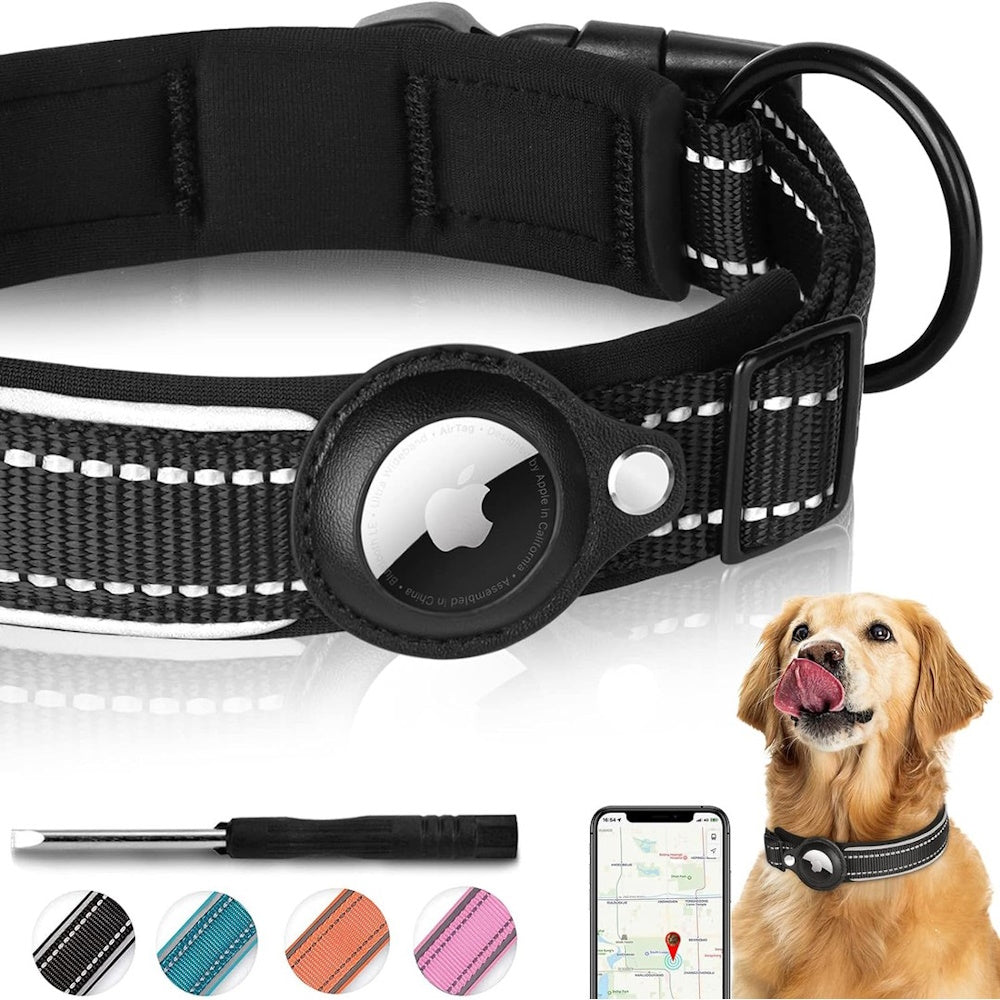 Dog Collar with AirTag Holder Case - Small