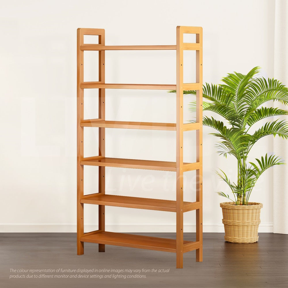 6-Tier Bamboo Bookshelf Storage Rack - 90cm