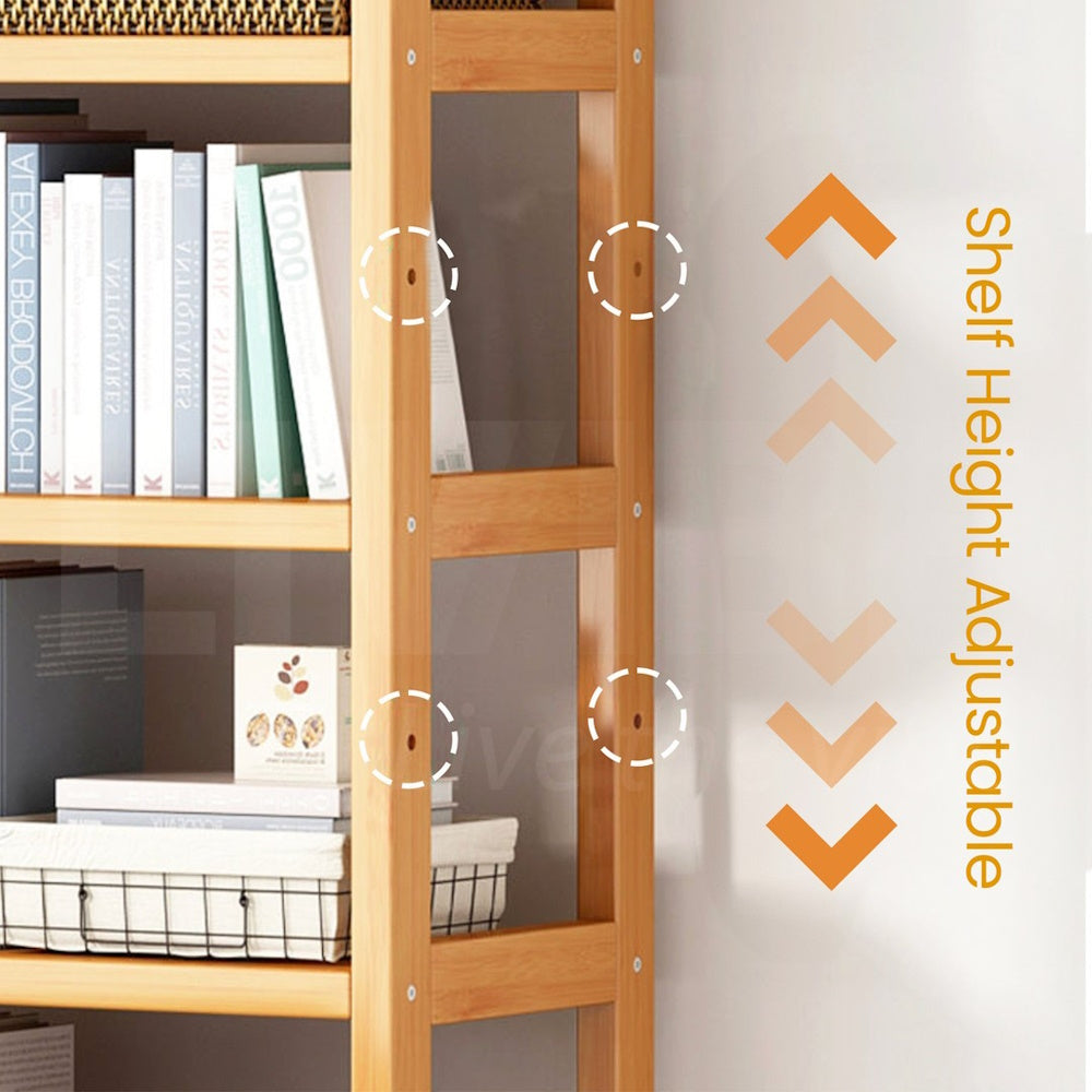 6-Tier Bamboo Bookshelf Storage Rack - 90cm