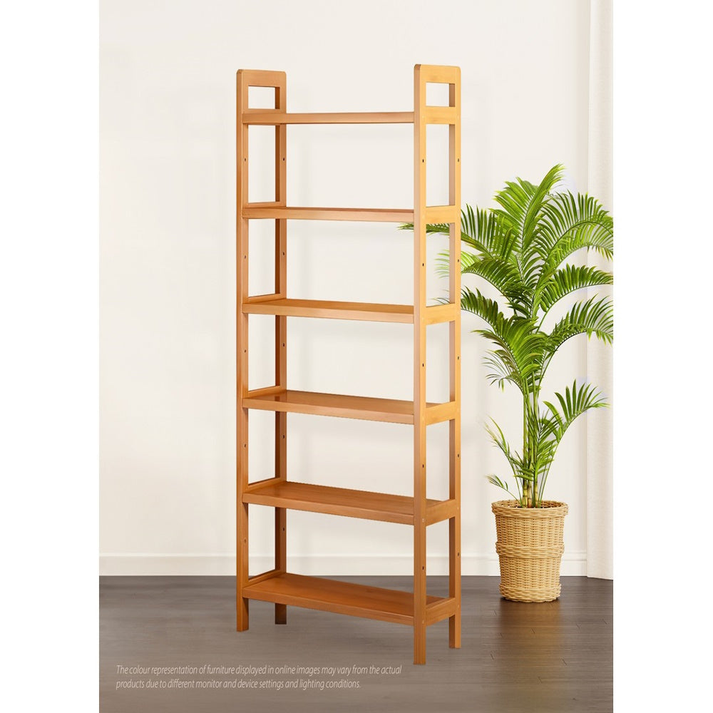 6-Tier Bamboo Bookshelf Storage Rack - 50cm