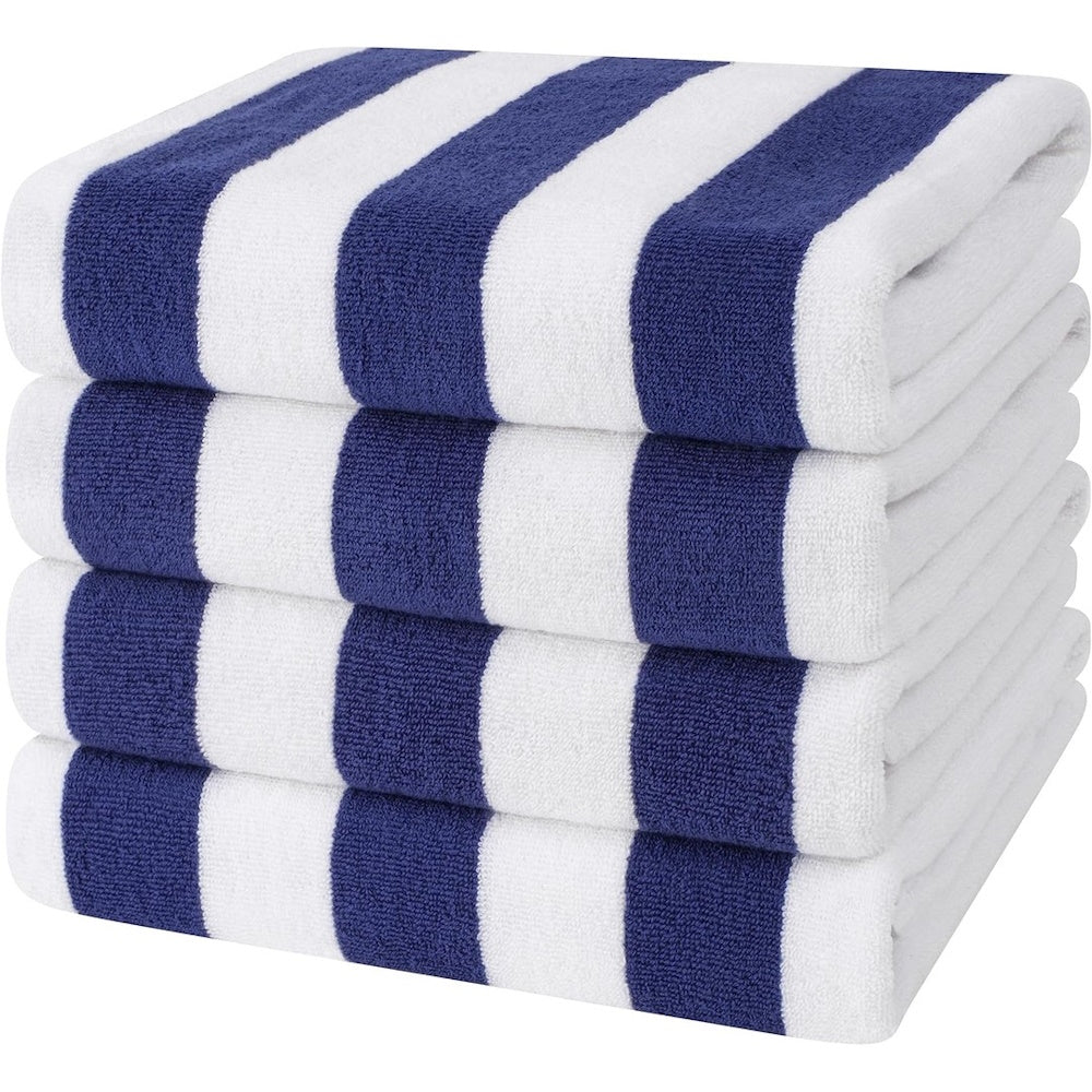 100% Cotton Stripe Bath Towel - Blue