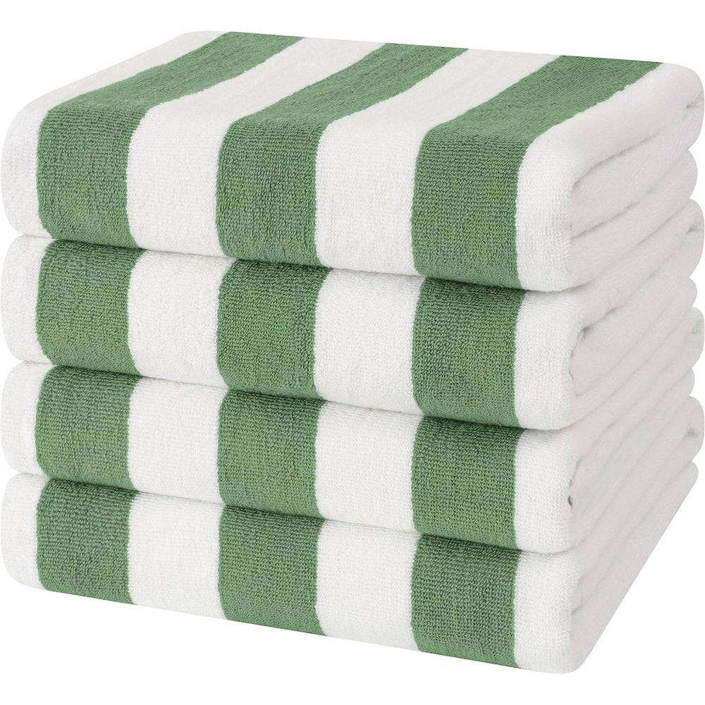 100% Cotton Stripe Bath Towel - Green