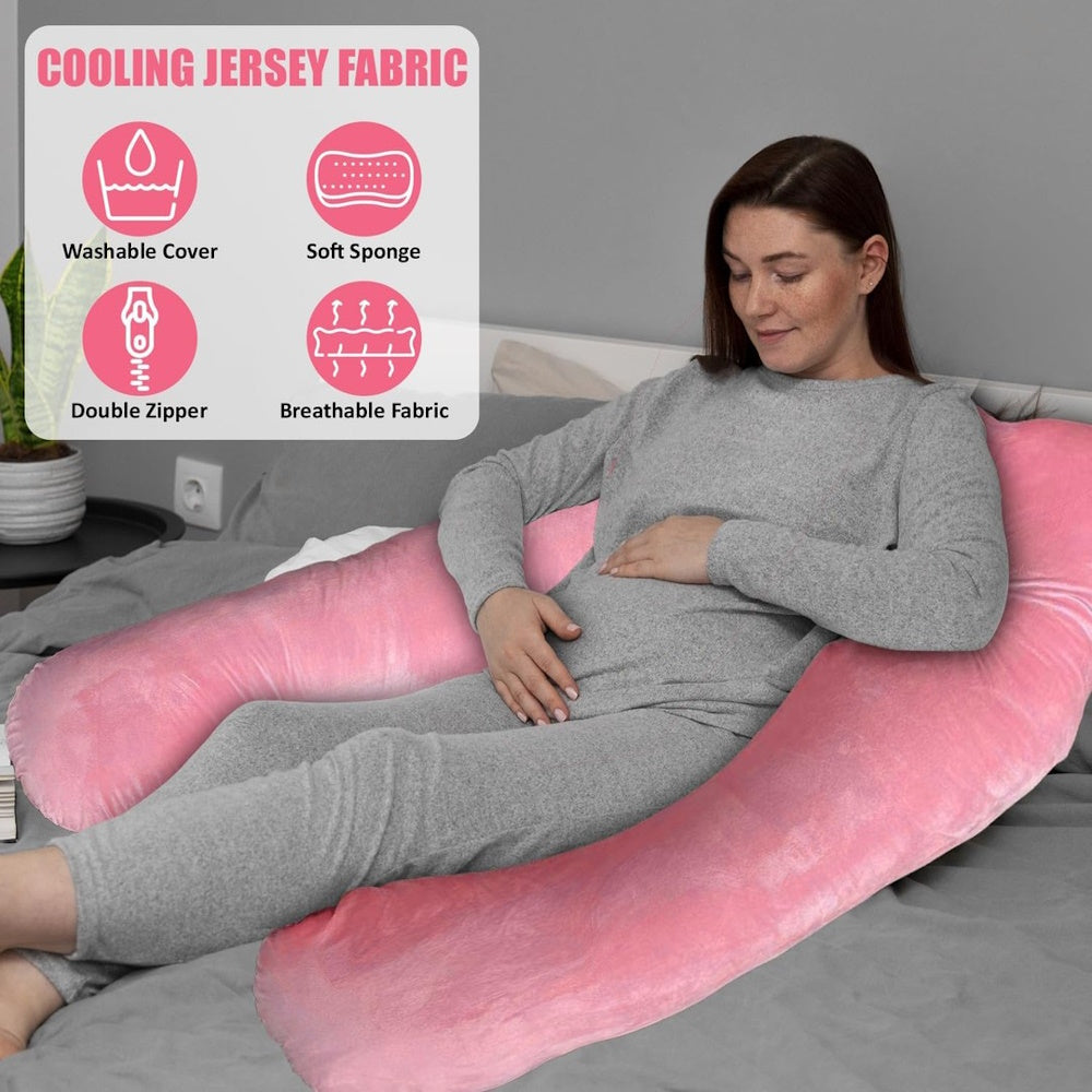 Pregnancy Body Pillow For Belly Support - Pink