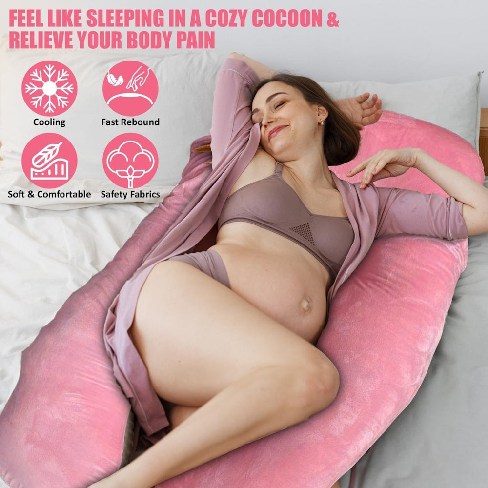 Pregnancy Body Pillow For Belly Support - Pink