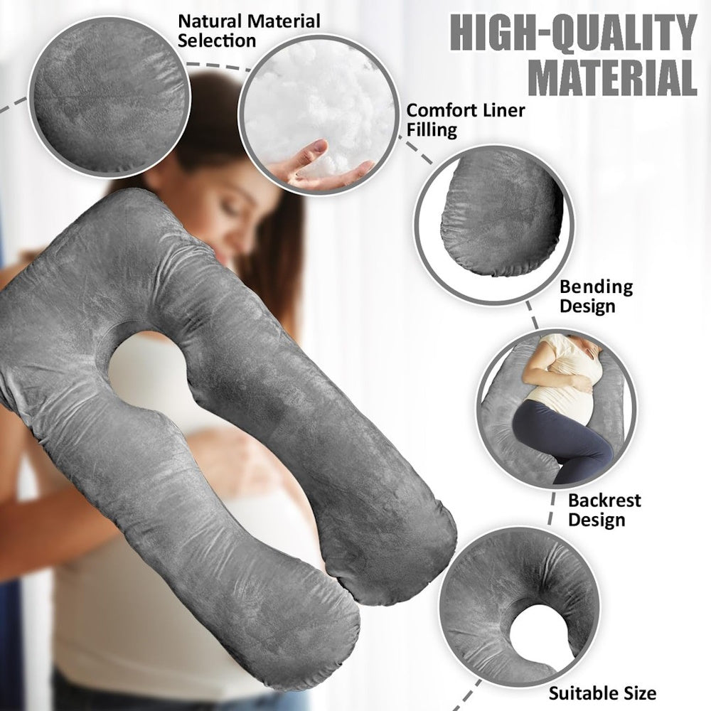 Pregnancy Body Pillow For Belly Support - Gray