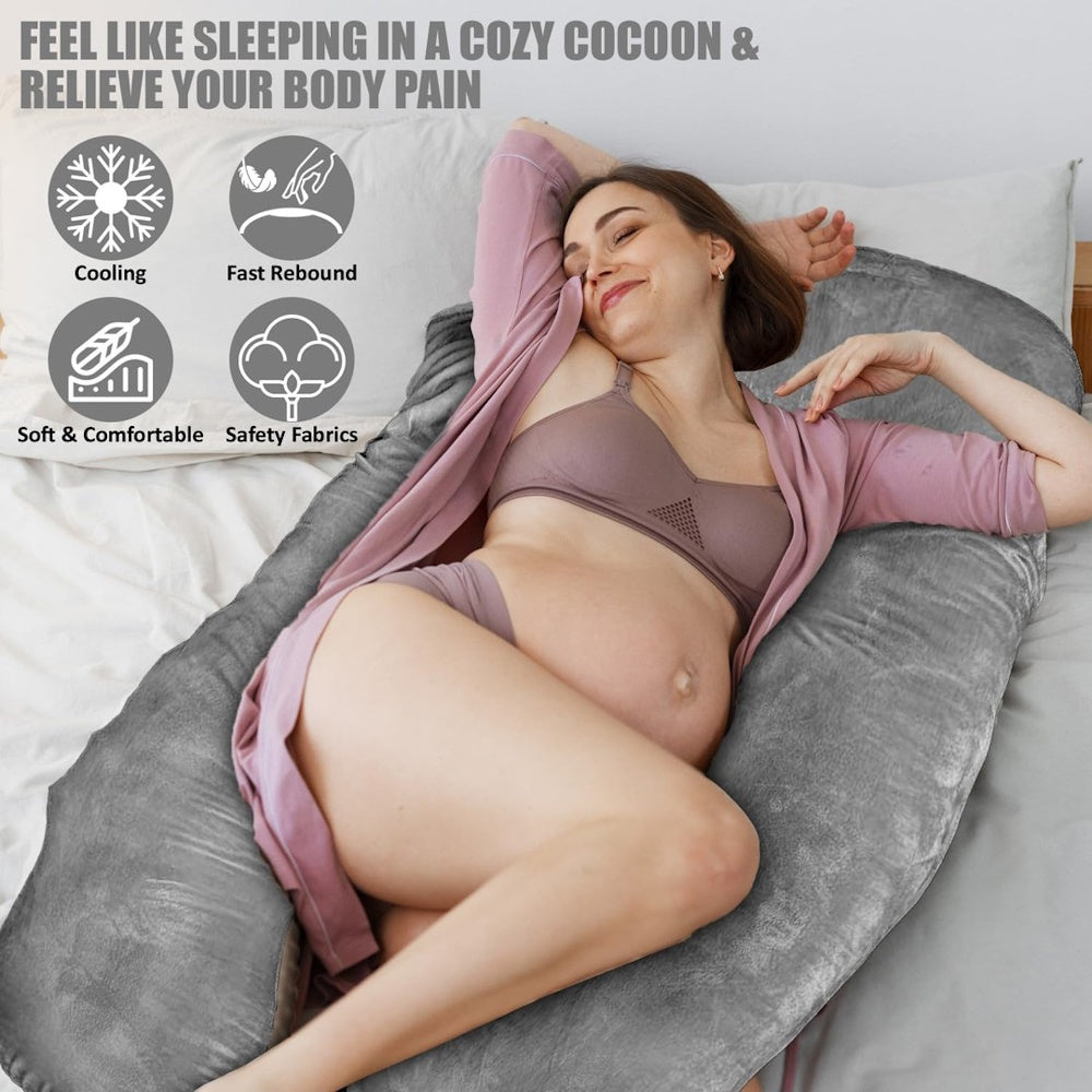 Pregnancy Body Pillow For Belly Support - Gray