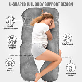 Pregnancy Body Pillow For Belly Support - Gray