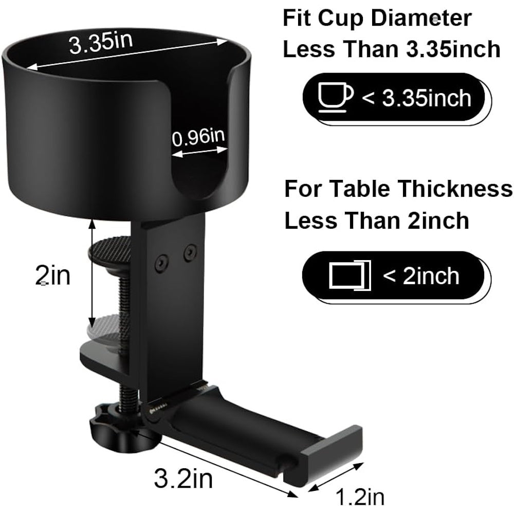 2in1 Table Cup Holder with Headphone Hanger