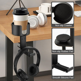 2in1 Table Cup Holder with Headphone Hanger