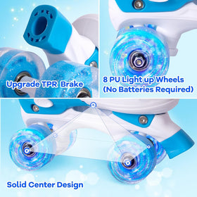 Blue Adjustable Kids Roller Skates - Size 27-30 (XS)