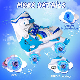 Blue Adjustable Kids Roller Skates - Size 27-30 (XS)