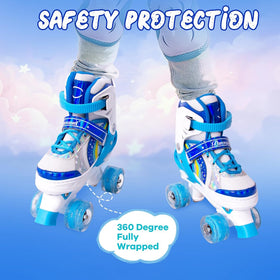 Blue Adjustable Kids Roller Skates - Size 27-30 (XS)