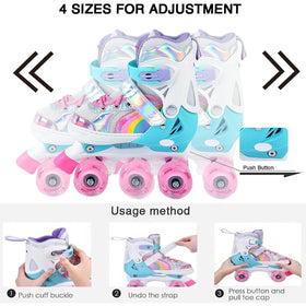 Pink Adjustable Kids Roller Skates - Size 27-30 (XS)