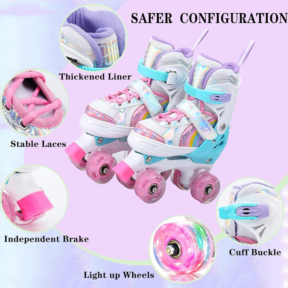 Pink Adjustable Kids Roller Skates - Size 27-30 (XS)