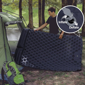 Inflatable Sleeping Mat with Pillow and Built in Pump - Navy