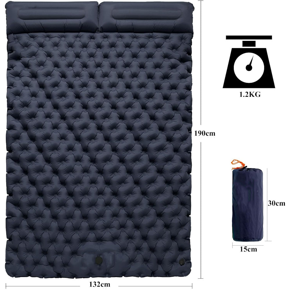 Inflatable Sleeping Mat with Pillow and Built in Pump - Navy