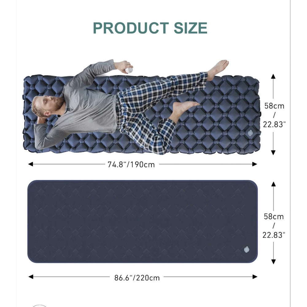 Single Inflatable Camping Mattress Sleeping Pad - Green