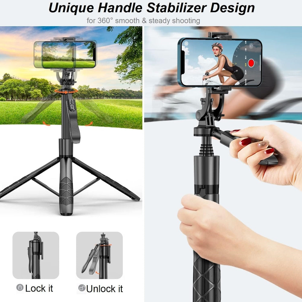 1.5M Extendable Tripod Stand with Stabilizer for iPhone, Android, and Cameras