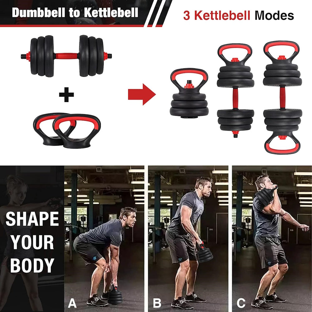 40kg 4in1 Adjustable Dumbbell/Barbell/Kettlebell Set