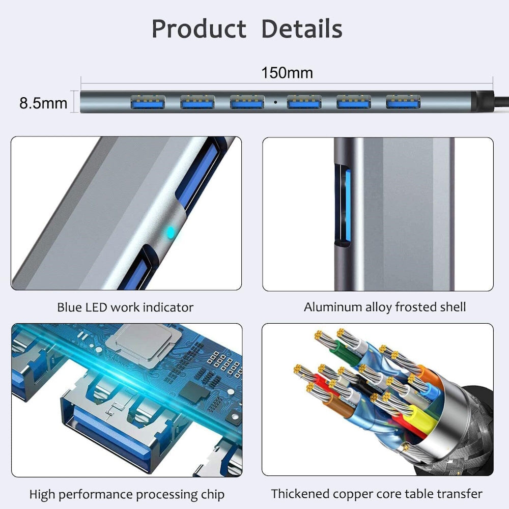 USB Hub 3.0 and 2.0 Docking Station - 7 Ports