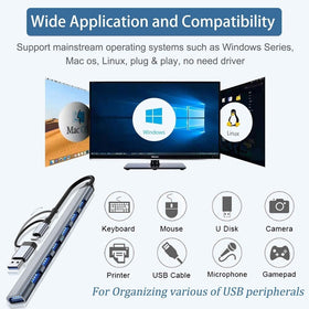 USB Hub 3.0 and 2.0 Docking Station - 7 Ports