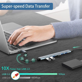 USB Hub 3.0 and 2.0 Docking Station - 7 Ports