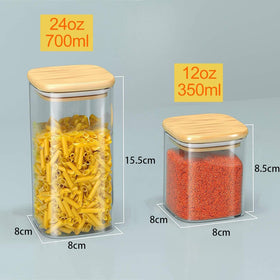 Set of 12 Square Glass Storage Jars with 144 pcs. Labels