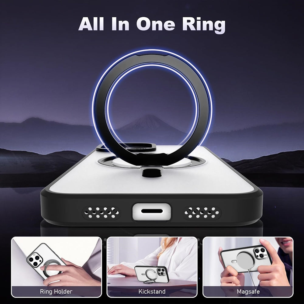 iPhone 15 Case with 360° Rotatable Magnetic Ring Stand