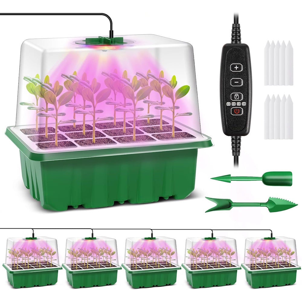 5-pack Seed Starter Kit with LED Grow Light