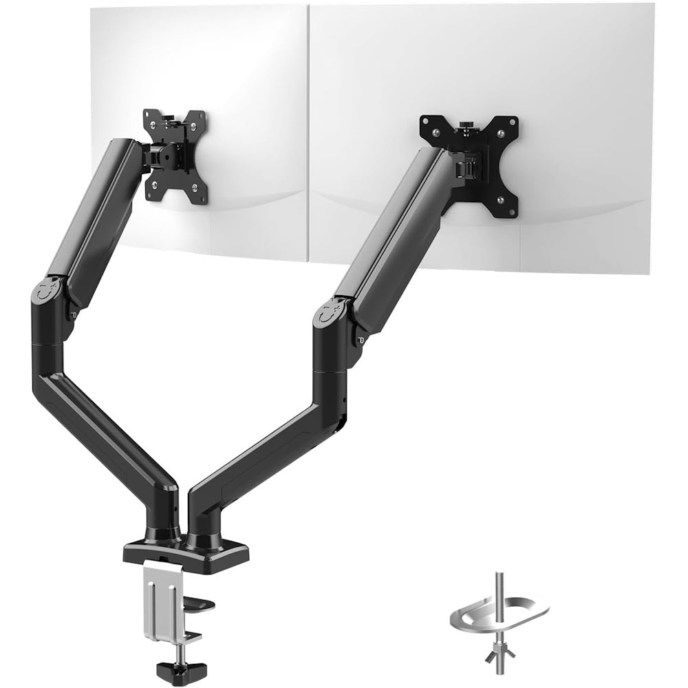 Dual Gas Spring Arm Desk Mount for 13-32" Monitors