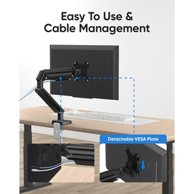 Single Gas Spring Arm Desk Mount for 13-32 " Monitors