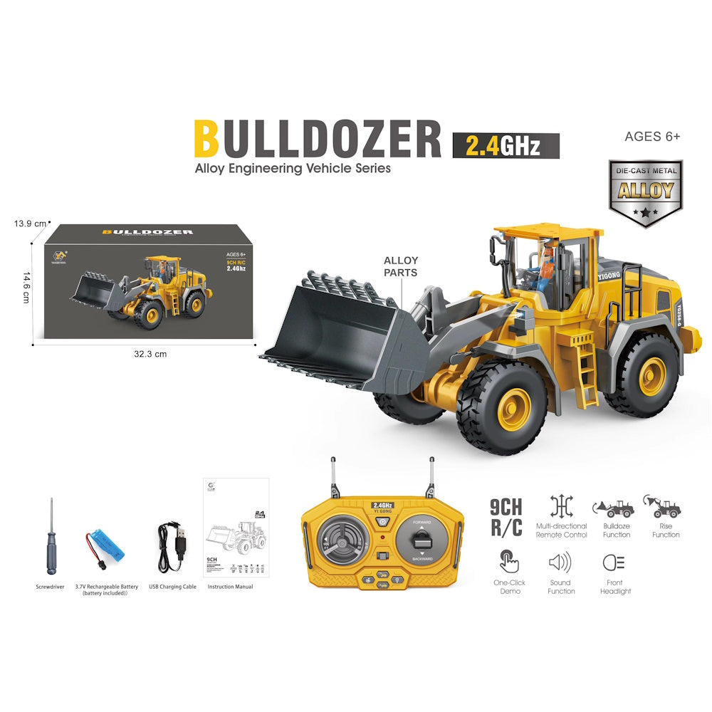 9-Channel Remote Control Construction Bulldozer Toy