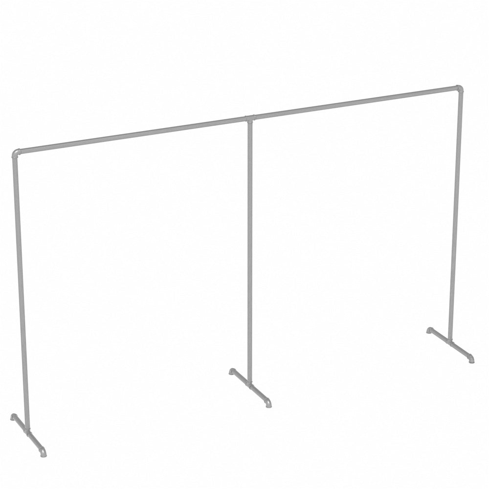 300x180 cm Industrial Freestanding Pipe Clothing Rack - Silver