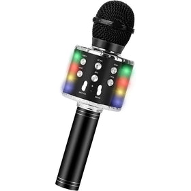 Karaoke Microphone with Bluetooth & LED Lights - Black