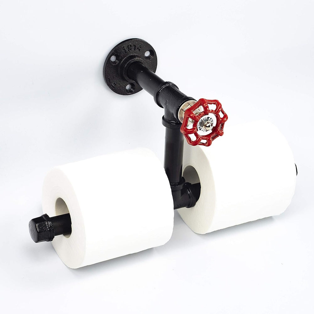 Industrial Pipe Wall Mounted Toilet Paper Holder - 2 Rolls