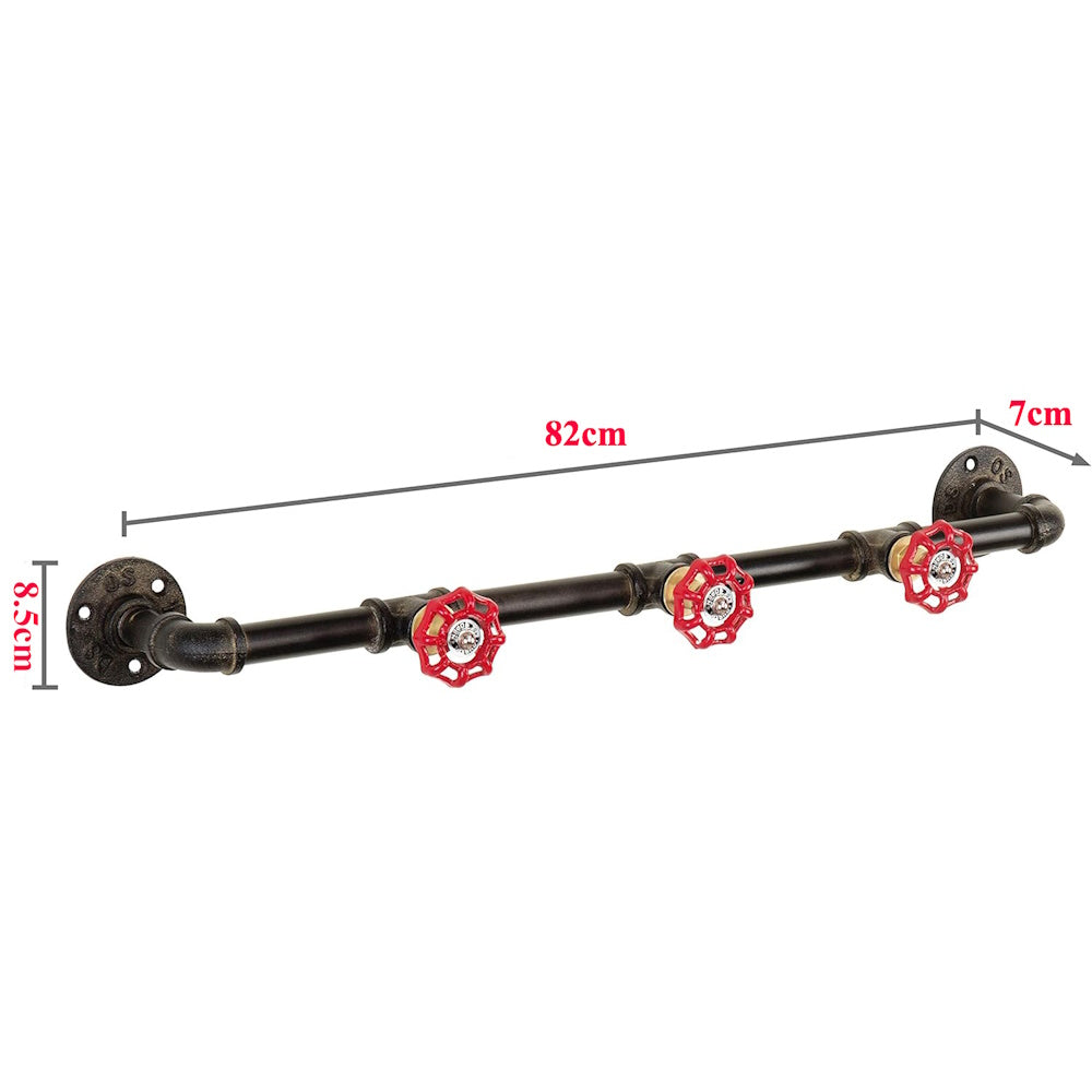 Industrial Pipe Coat Rack with Faucet Valve - 80 cm