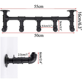 Industrial Pipe Coat Towel Rack with 5 Hooks