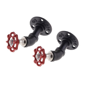 2-pack Industrial Pipe Robe Hook with Faucet Valve