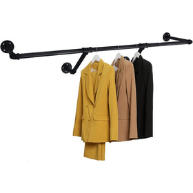 Wall Mounted Industrial Pipe Garment Rack - 130 cm