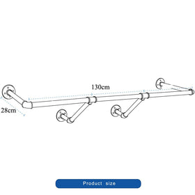 Wall Mounted Industrial Pipe Garment Rack - 130 cm