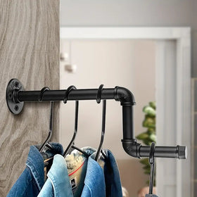 Wall Mounted Industrial Pipe Vintage Clothes Rack