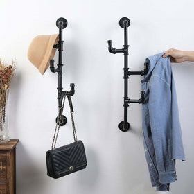 Industrial Pipe Clothes Holder Hanger - 3 Hooks