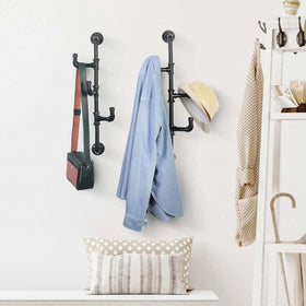 Industrial Pipe Clothes Holder Hanger - 3 Hooks