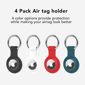 4-pack AirTag Case Keychain - Black/White/Blue/Red