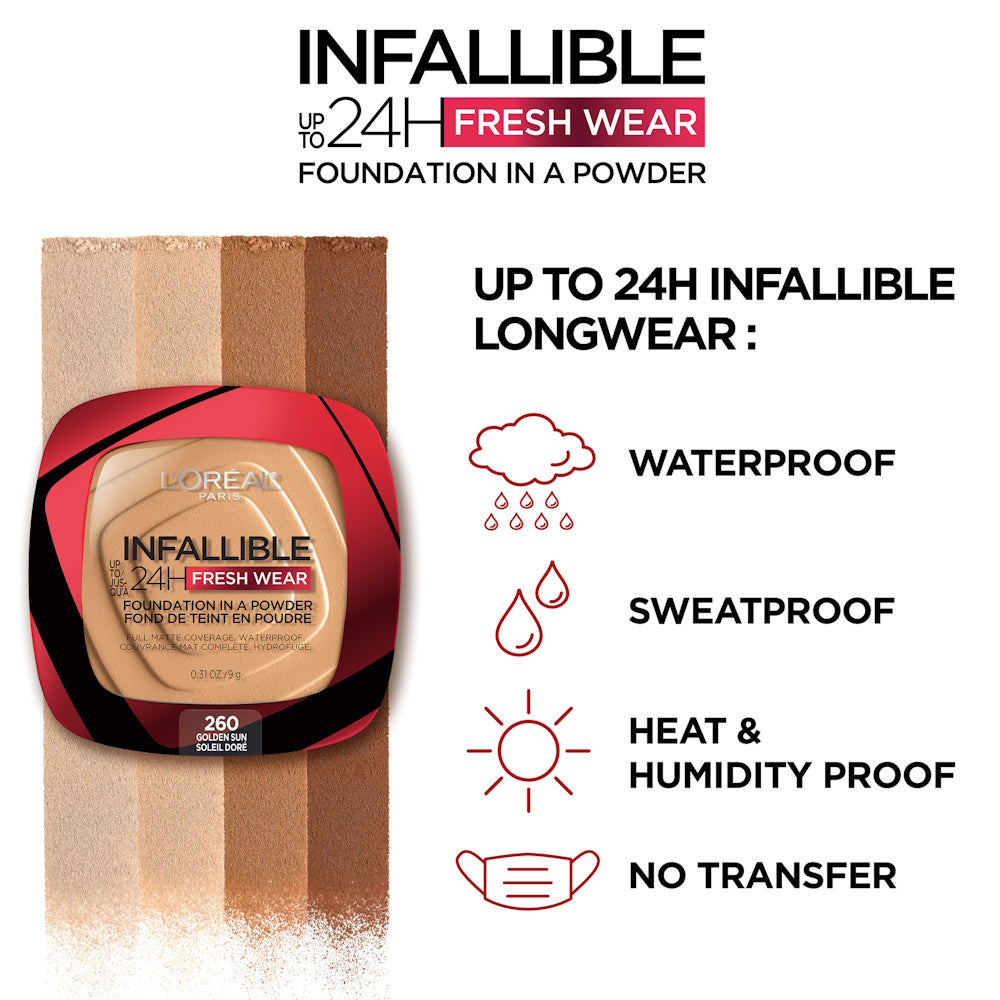 L'Oréal Paris INFAILLIBLE 24Hr Fresh Wear Foundation in a Powder - 180 Rose Sand