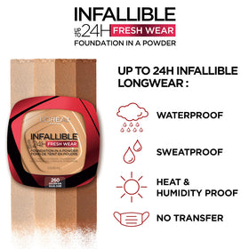 L'Oréal Paris INFAILLIBLE 24Hr Fresh Wear Foundation in a Powder - 180 Rose Sand