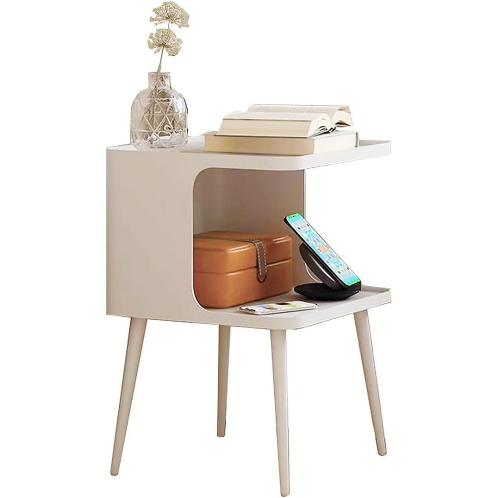 Metal Bedside Table - White